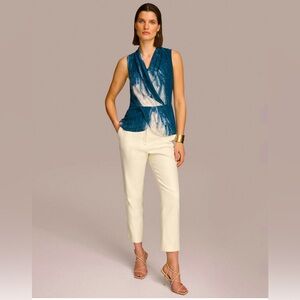 Donna Karan Women’s Printed Faux- Wrap Sleeveless Top color Tide Multi NWT